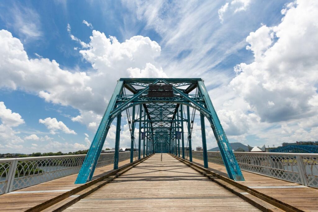 Walnut Street Bridge in Chattanooga, Tennessee near Citywide CPR offering official American Heart Association BLS, ACLS, and PALS certification.