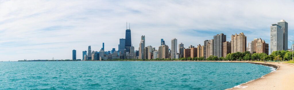 Chicago skyline in Chicago, Illinois near Citywide CPR offering official American Heart Association BLS, ACLS, and PALS certification.