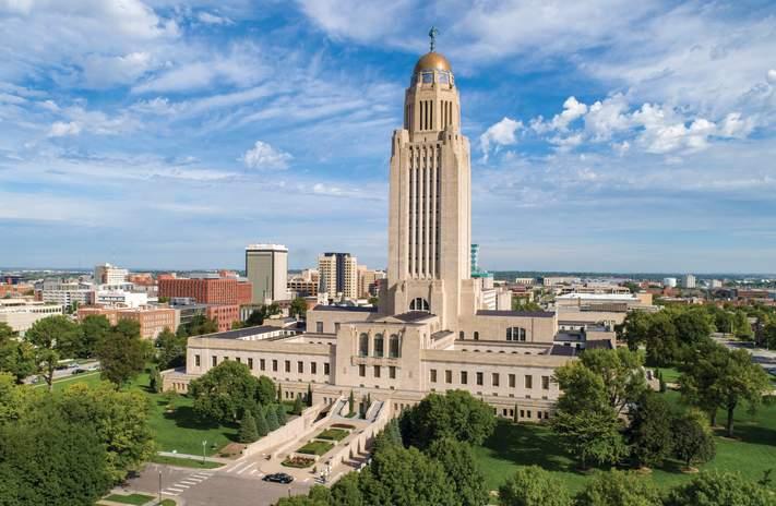 Nebraska State Capitol in Lincoln, Nebraska near Citywide CPR offering official American Heart Association BLS, ACLS, and PALS certification.