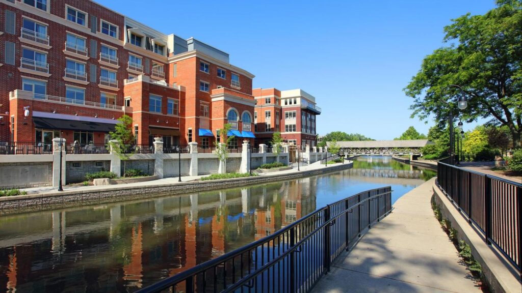 Naperville Riverwalk in Naperville, Illinois near Citywide CPR offering official American Heart Association BLS, ACLS, and PALS certification.