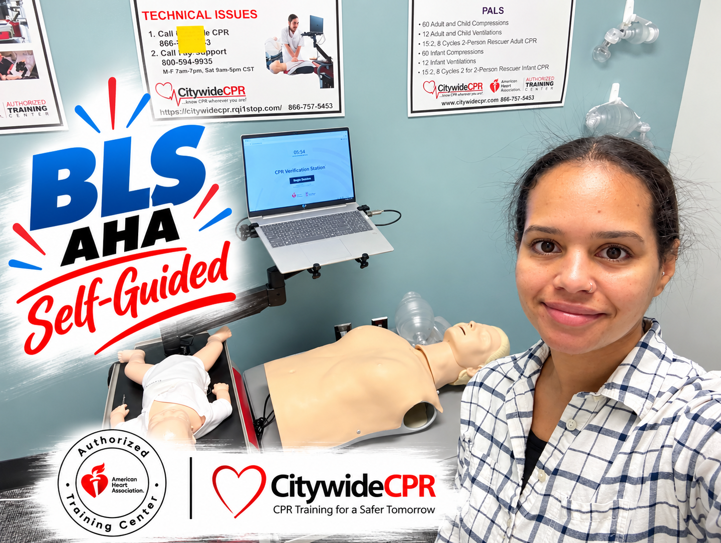 AHA BLS Self-Guided skills session at a Citywide CPR Verification Station