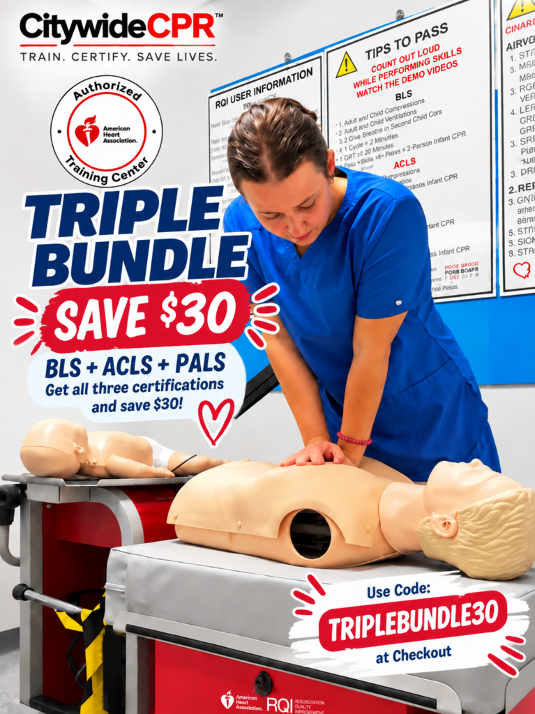 BLS ACLS PALS triple bundle certification discount – save $30 with Citywide CPR
