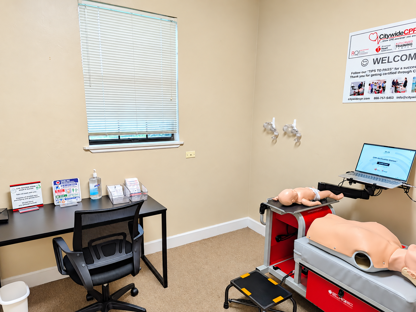 Citywide CPR Self-Guided BLS, ACLS and PALS training room in downtown Tallahassee, Florida.