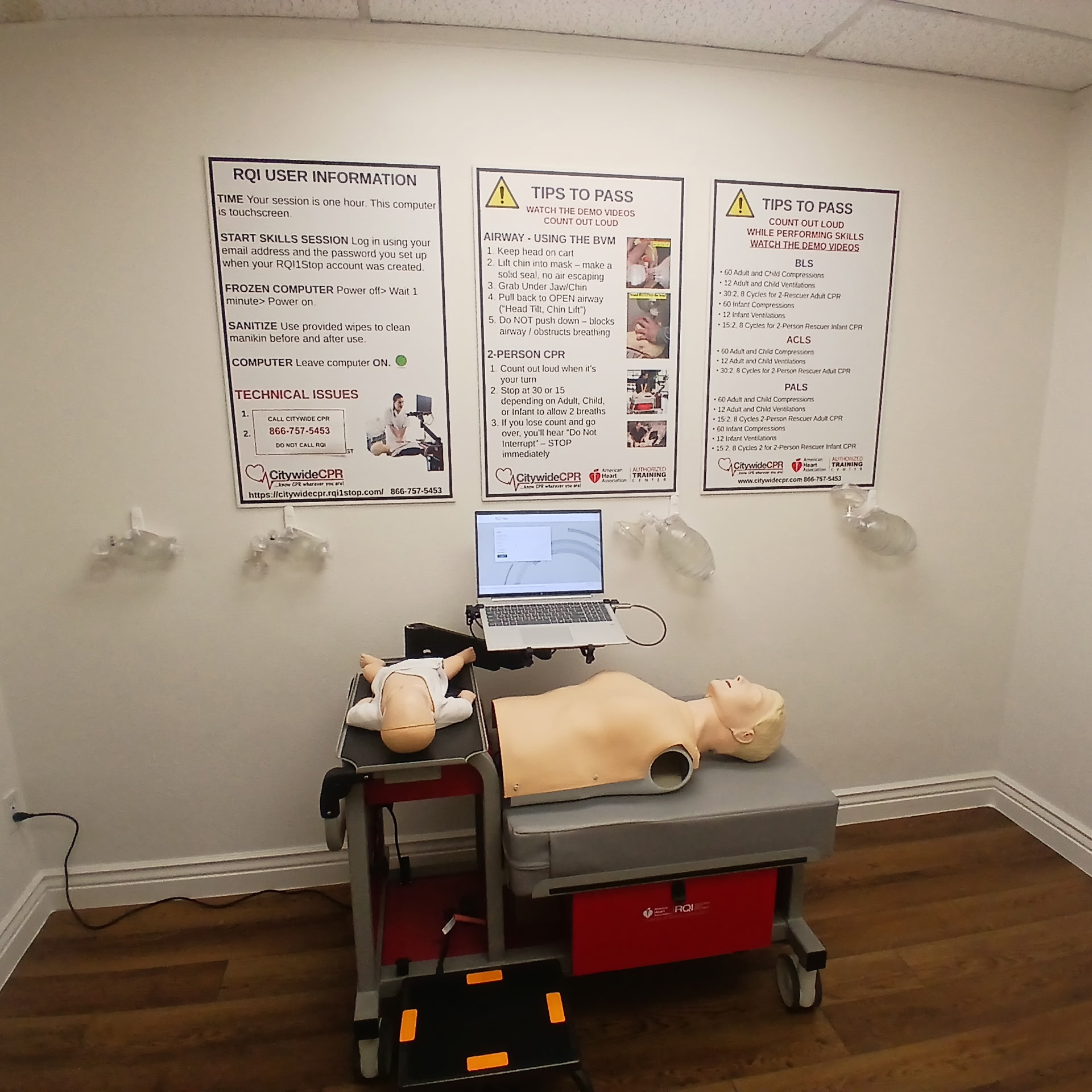 Citywide CPR Self-Guided BLS, ACLS and PALS training room in Waco, Texas.